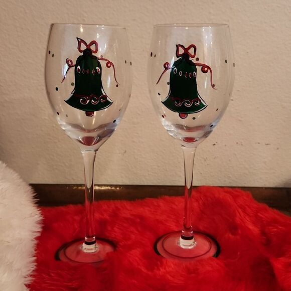 Tabla Christmas Wine Glasses Goblets - Picture 1 of 6